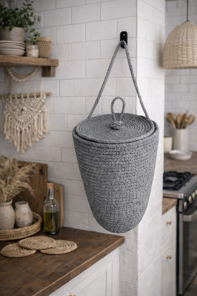 ÖRGÜM Suport pentru pungi Coș organizator decorativ pentru bucătărie 30x20 cm