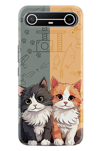 TECNO Spark Slim (KM9) Kılıf Boutique Baskılı Resimli İkiz Kediler Pcode -086
