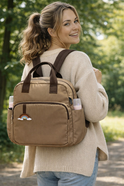 elite by seba حقيبة العناية بالطفل لافينيا باللون البني الكراميل