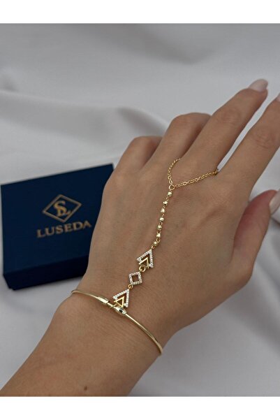 Luseda خاتم شاهمران قابل للتعديل مصنوع من الذهب مع تفاصيل من حجر الزركون على ...