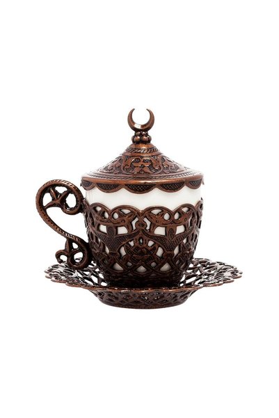 E orient Quality 2 Person Cup Team Copper Ottoman Patterned Motif Turkish Coffee