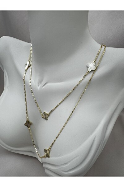 Luseda قلادة بسلسلة ذهبية قابلة للتعديل مقاس 85+5 سم مع تفاصيل البرسيم رباعي ...