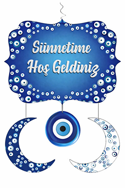 Huzur Party Store Sünnetime Hoş Geldiniz 120 Cm Asmalı Nazar Boncuklu Hilal T...