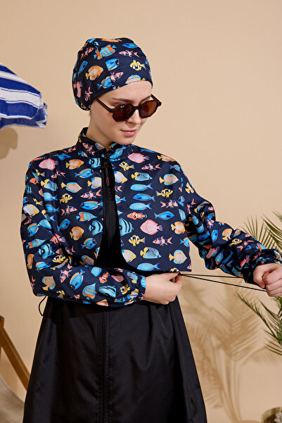 GAVLİA Women's Hijab Swimsuit Set of 5, Full Coverage with Zipper..