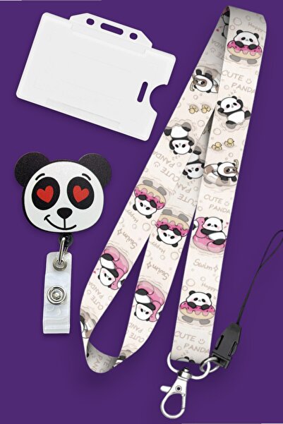 MİLLENEX Bambu Yüzüzcü Panda Boyun Askı İpi 3 Lü Set Boyun İpi Boyun Askısı Y...