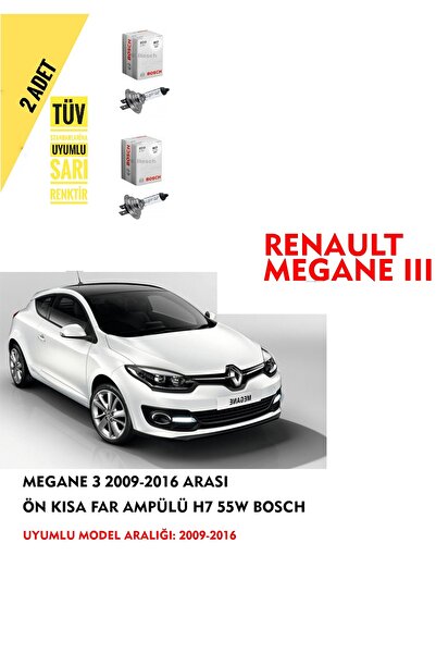 Bosch Megane 3 2009-2016 Arası Ön Kısa Far Ampülü (2 ADET) Sarı Renk