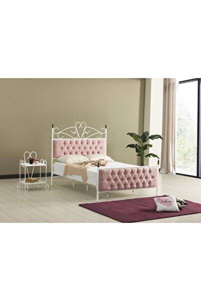 Mobilya Dükkanım Pedesa Metal Karyola 140x200 ARM062 Pembe