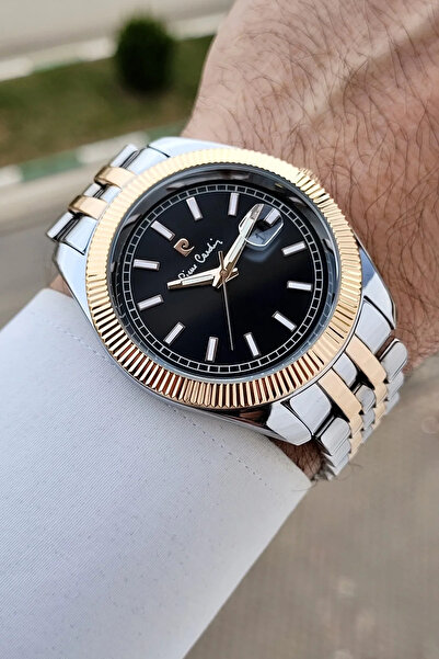 Pierre Cardin 44mm Men's Wristwatch with Black Dial Rose Grey Color Adjustabl...