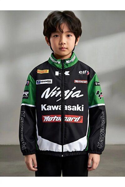 Lushen Çocuk Paraşüt Kumaş Oversize Dijital Baskılı Siyah Rüzgarlık Yağmurluk...