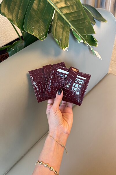 Grsbags Suport pentru carduri și portofel pentru femei Burgundy