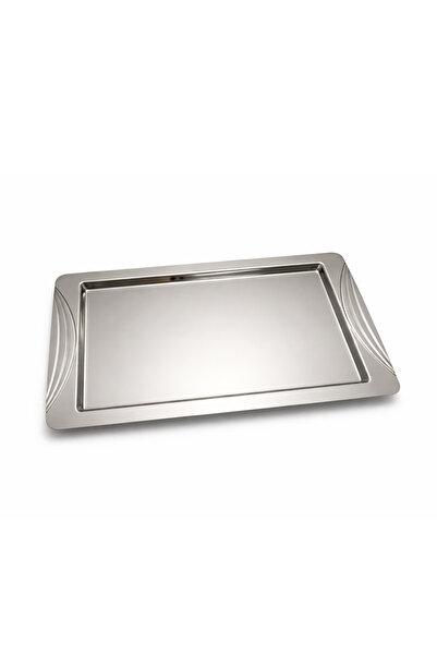 Arsel Nergis Nisa Paslanmaz Çelik Çay Tepsisi 29x45 cm – 0.80 mm Kendinden Ku...