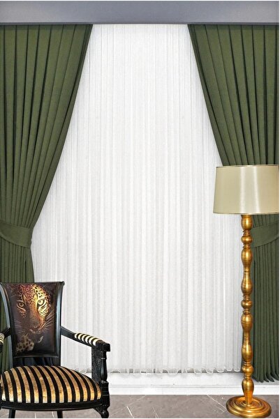 NS Ehli Tacir Cortina de fundal plisată verde Fagure de miere Texturat de îna...