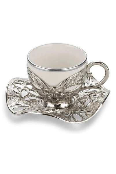 E orient Turkish Coffee Presentation Set 2-Piece Metal Coffee Cup Set Coffee Cup Groom Cup Porcelain