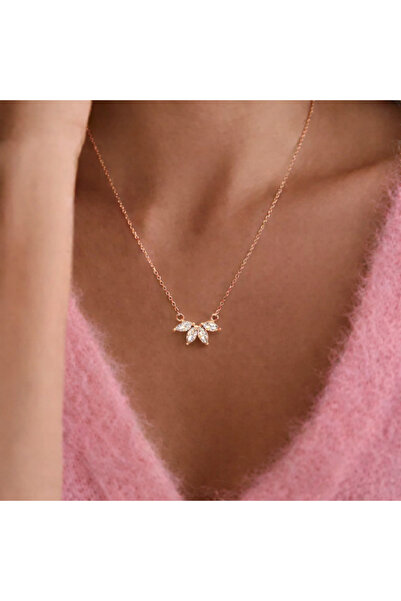 Soleildor 925 ayar Orijinal Gümüş Marquise Elmas Gümüş Kolye