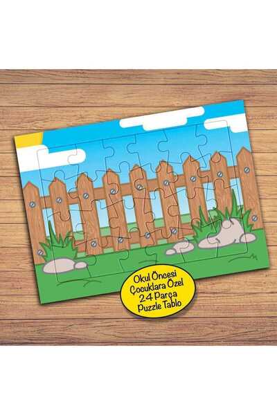 Genel Markalar Tahta Çitler-Mavi Gökyüzü Çocuklara Özel Puzzle Yapboz Tablo-2...