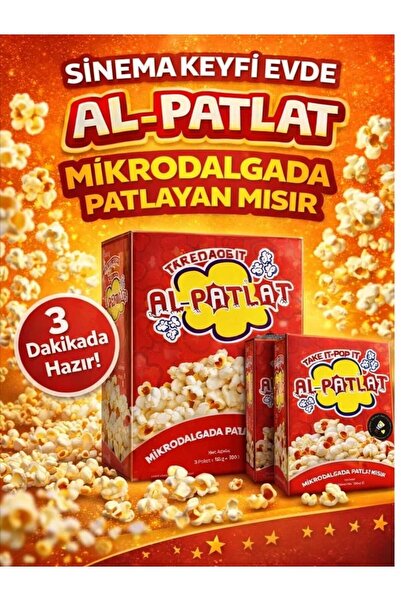 AL-PATLAT Mikrodalgada Patlayan Mısır 10 kutu (100 gr x 30 paket) - 3 Dakikada Hazır - %100 Türk Malı