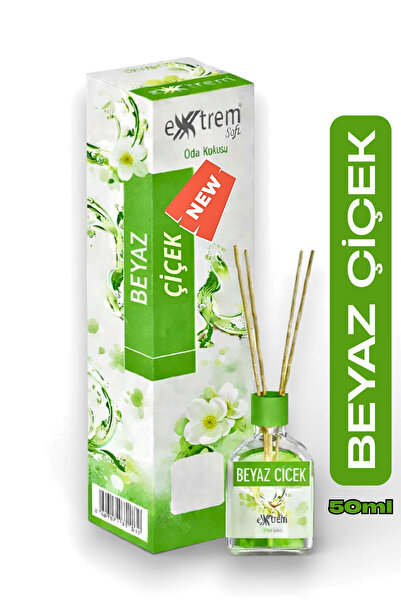 EXXTREM Beyaz Çiçek Bambu Oda Kokusu - Bambu Çubuklu Ferah Oda Parfümü - Kalı...