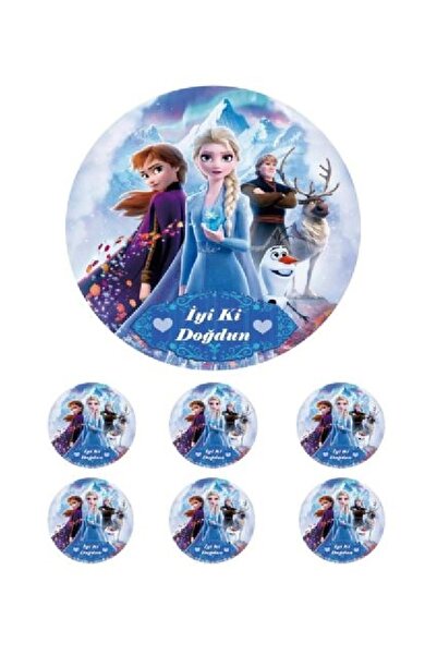 Pasta9 Yenilebilir Pasta Resmi Frozen Pirinç Kağıdından 6-8-10 Kişilik Pastay...