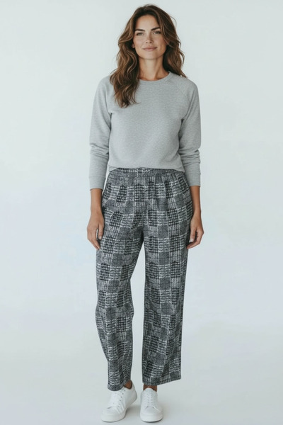 BİLGENS BUTİK Women's Winter Plaid Pattern Pants