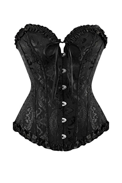 Wenyi Gotik Vintage Çiçek Desenli Korse Büstiyer