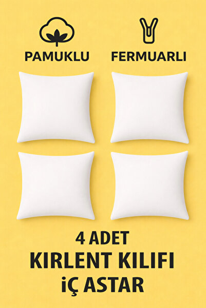 ÇIQRIK HOME 4 Adet Fermuarlı %100 Pamuk Kırlent Iç Yastık Kılıfı Astarı 7 Fak...