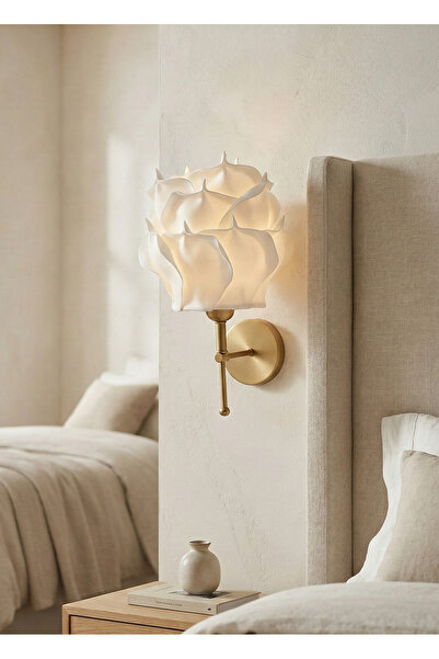 Maison Avf White Eva Rose Design Wired Wall Lighting Sconce - Lower Antique Gold