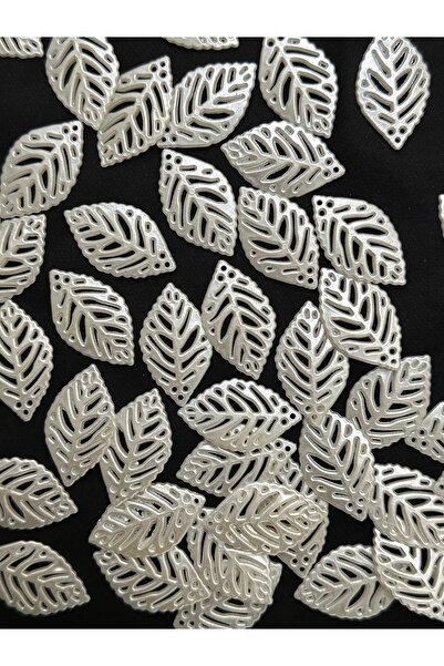 Bijumix Aksesuar 30 Adet Sedefli Beyaz Yaprak Boncuk 35 mm – Parlak Akrilik T...