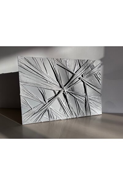 Arties Concept Gümüş Detaylı Gri Dekoratif Dokulu Düğüm Model Tablo El Yapımı...