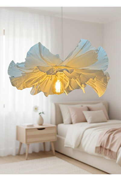 Maison Avf İtalyan Krapon Kağıt Beyaz Flora El Yapımı Sarkıt Avize