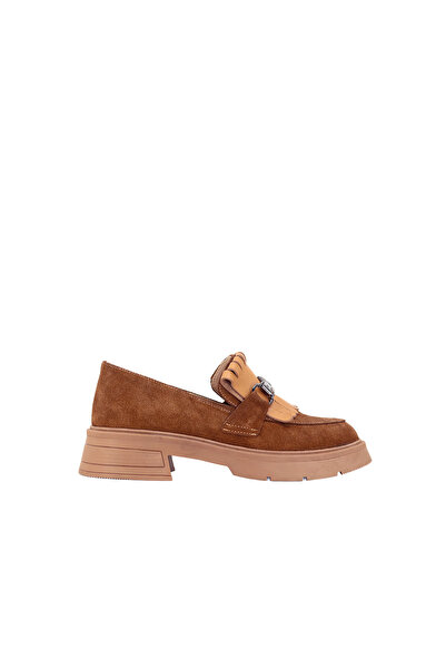 DİSPARİTA 257003 Genuine Suede Leather Loafer Women's Shoes with Buckle and R...