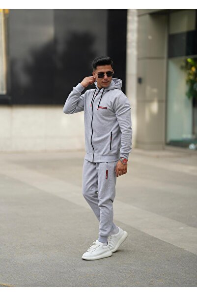 İng drop Ανδρικό Σετ Φόρμας Κεντητό Soft Giri - Φούτσα, Φερμουάρ