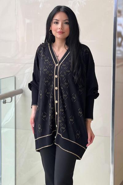 Ghisa GG Logo Taş İşlemeli Merserize Hırka