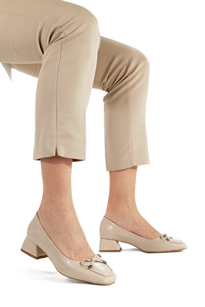 EYLÜLDEN MODA SHOES Valentina bej yanki suni deri fiyonk detaylı