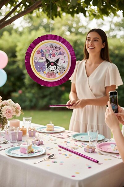 Cadde Süs Kuromi Temalı Katlanabilir Pinyata Ve Sopası