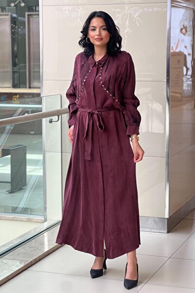 Ghisa Studded Detailed Patterned Kupra Shirt Dress