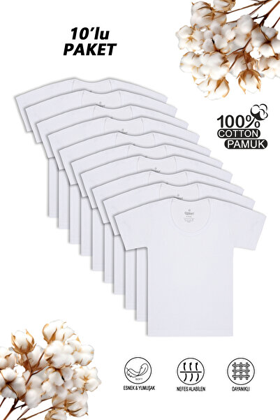 ÖZKAN underwear 0803 Pachet de 10 maiouri pentru băieți, 100% bumbac, cu mâne...