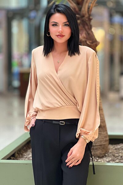 MİANOTTE Mianotte Beli Büzgü Kolları Taş Apoletli Bluz