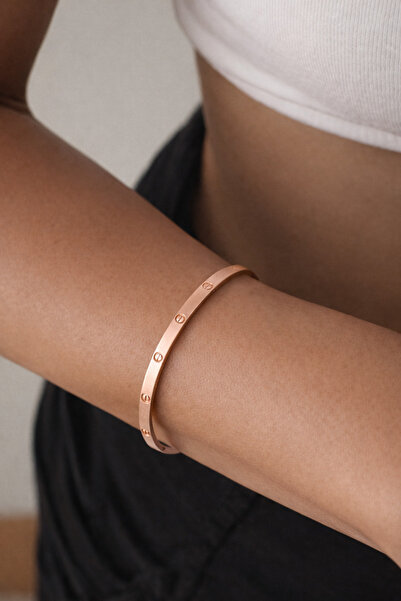 Owentis Çelik Rose Gold İkonik Model Klasik Tiny Kelepçe 3mm -kararma yapmaz-