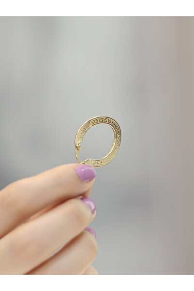 Zeynepli gold & jewelry 14 Ayar Altın Dalgalı Elips Greek Küpe