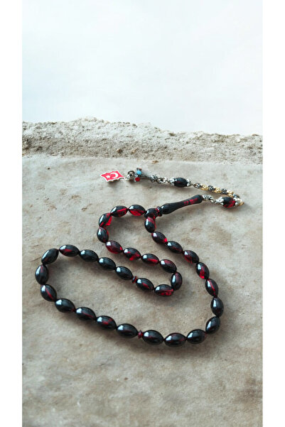 İnan Tesbih Fire Amber Rodaj Coated Moonlight Tassel Prayer Beads