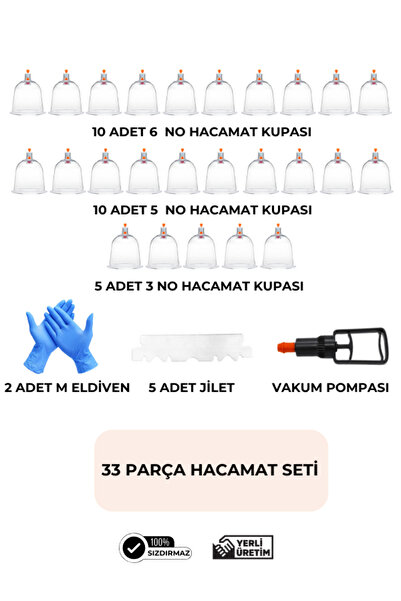 HVM 33 PARÇA HACAMAT KUPASI SETİ, HACAMAT SETİ, HACAMAT MALZEMELERİ