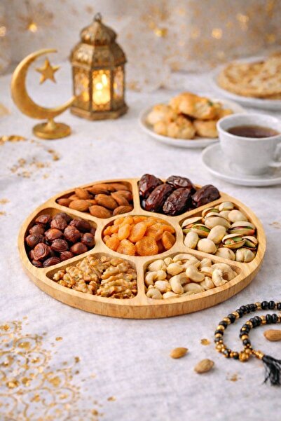 YUVOL 7-Compartment 100% Natural Bamboo Snack Plate Presentation Board 20X20C...