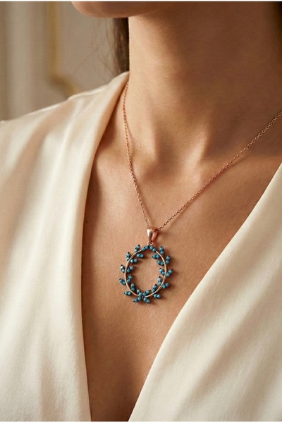 Argentum Concept 925 Ayar Gümüş Rose Defne Dalı Kolye - N050901