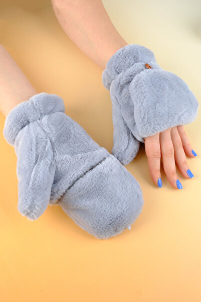 Jack Ferrero Peluş Kürk Örgü Eldiven Peluş Parmaksız Eldiven Kış Yumuşak Sıca...