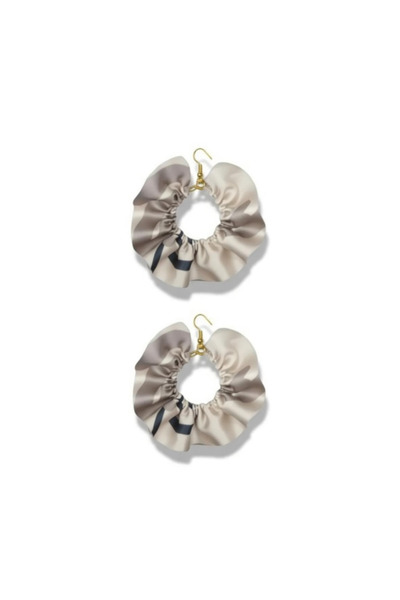 maia Mink Geometric Pattern Fabric Design Hoop Earrings