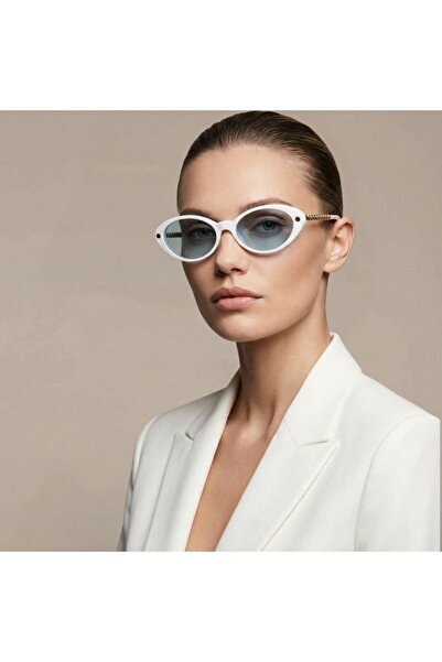 Versace Kadın güneş gözlüğü 4469 5471/72 54-17, Asetat, Oval, Beyaz Çerçeve, ...