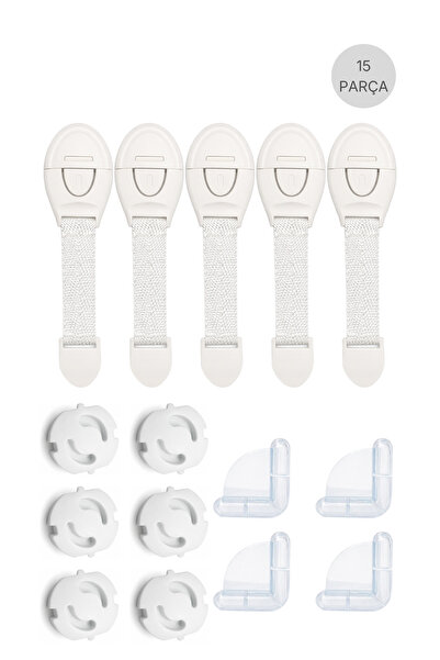 ketbox Çocuk Güvenlik Seti 15 Parça | Beyaz Çekmece Dolap Kilidi, Köşe Koruyu...