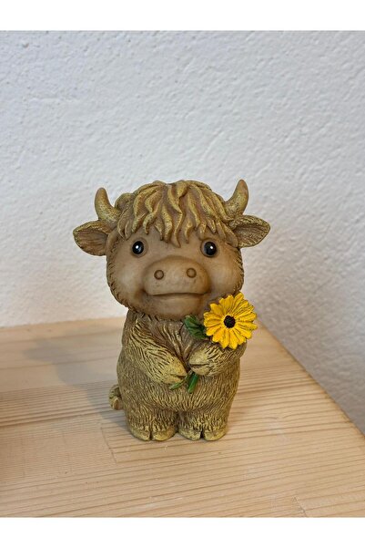 mikilov Set 2 Statui Vaci Scoțiene Highland, Sculptură Rășină pentru Casă și Birou, Design Modern