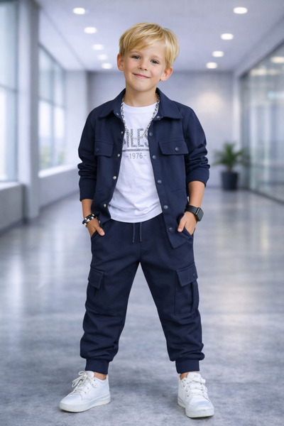 RAPAPA Set sport din 3 piese pentru băieți – jachetă verde, pantaloni de jogg...