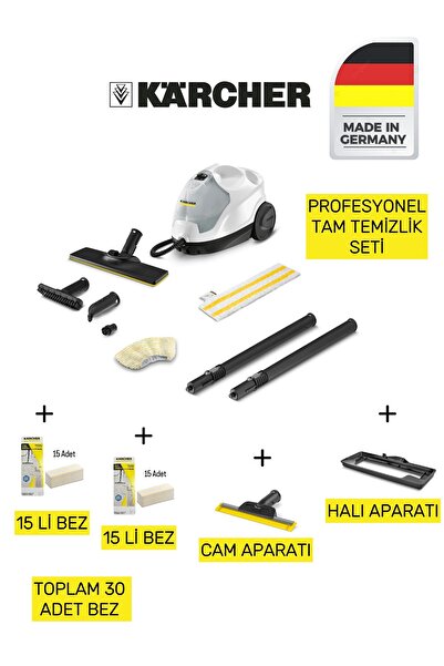 Karcher SC4 EasyFix Prime | Cam ve Halı Aparatlı, 30 Bezli Temizlik Seti